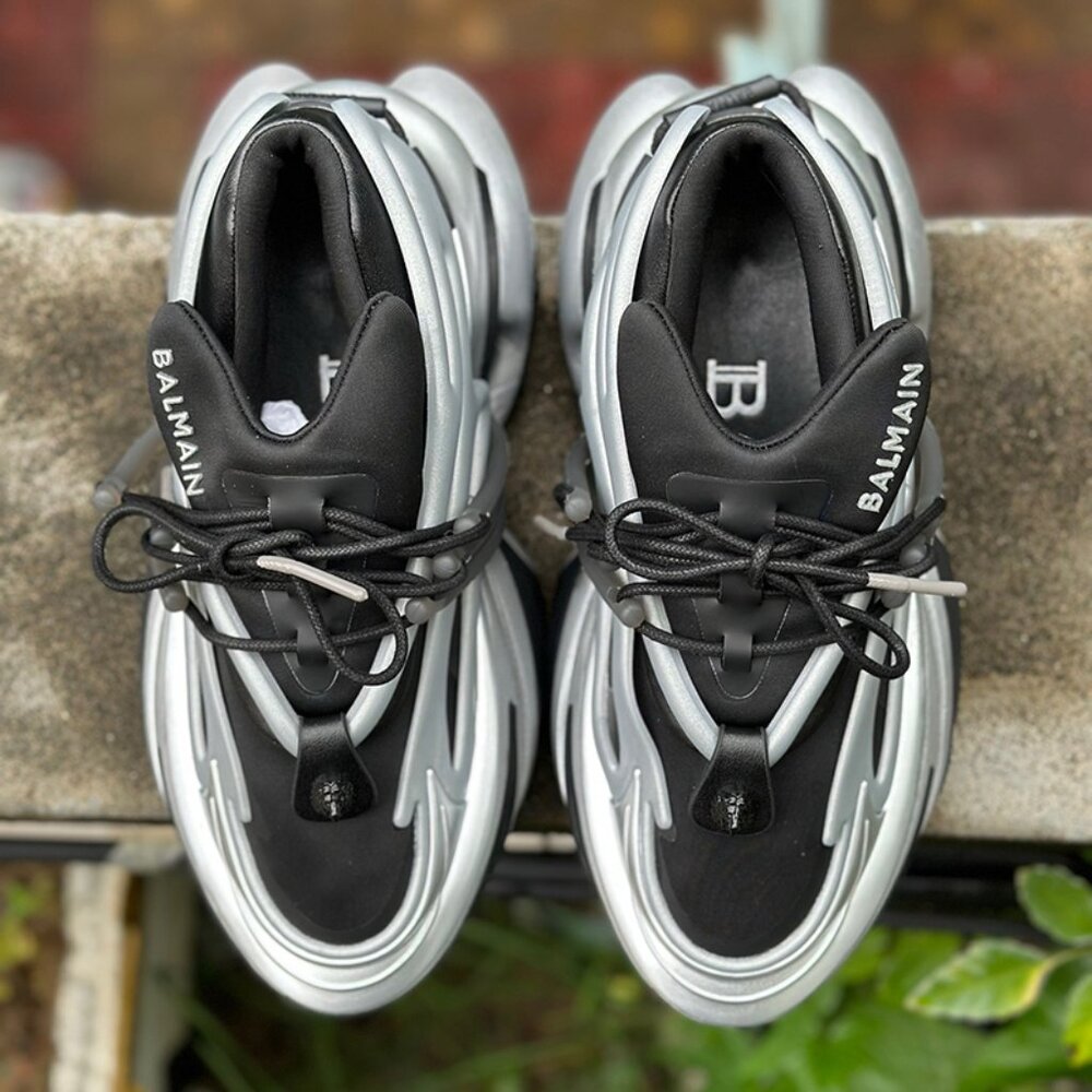 Balmain Black and Grey Unicorn Sneakers For Men - Picture 2 of 9